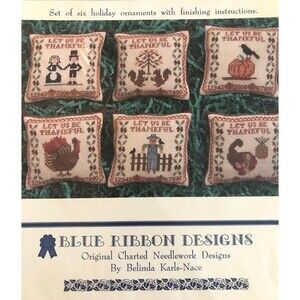 Blue Ribbon Designs Cross Stitch Chart AUTUMN WISHES 6 Fall Ornaments NEW